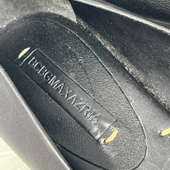 BCBGMaxAzria Studded Peep Toe Wedge Sandal Womens 6 Black Leather Boho - Picture 7 of 7